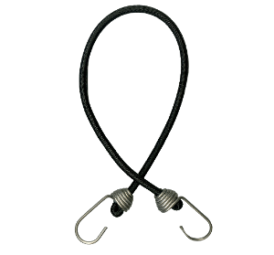 5/16 X 12 Black Fibertex / Polypro Bungee Cord Assembly With Stianless Steel Hooks